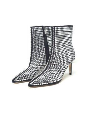 Nine West Mitten Black Studded Pointed Toe Ankle Booties 6M